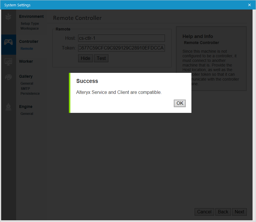 Select Test to confirm compatibility.